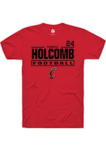 Terrell Holcomb Cincinnati Bearcats Red Football NIL Stacked Box Short Sleeve Player T Shirt