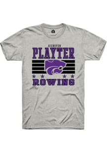 Kiersten Playter Rally Mens Ash K-State Wildcats NIL Striped Player T Shirt