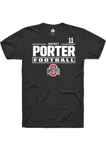 Quincy Porter Rally Mens Black Ohio State Buckeyes NIL Stacked Box Player T Shirt