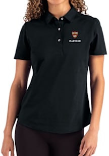 Cutter and Buck Harvard Crimson Womens Black Advantage Short Sleeve Polo Shirt