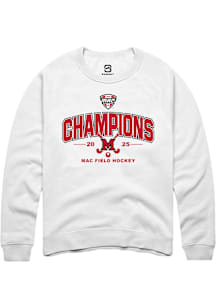 Summit Sportswear Miami RedHawks Mens White 2025 MAC Field Hockey Champions Long Sleeve Crew Sweat..