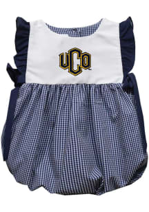 Vive La Fete Central Oklahoma Bronchos Baby Girls Blue Gingham Bubble Short Sleeve Dress