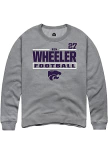 Ben Wheeler Rally Mens Graphite K-State Wildcats NIL Stacked Box Player Crew