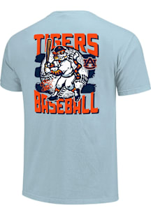 Auburn Tigers Light Blue Striped Baseball Double Arc Short Sleeve T Shirt