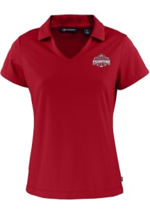 Womens Ohio State Buckeyes Red Cutter and Buck 2024 Football National Champion Daybreak V Neck S..