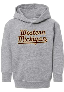 Summit Sportswear Western Michigan Broncos Toddler Grey Script Long Sleeve Hooded Sweatshirt