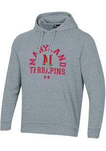 Under Armour Maryland Terrapins Mens Grey All Day Fleece Long Sleeve Hoodie