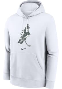 Mens Michigan State Spartans White Nike Sparty Playing Hockey Hooded Sweatshirt