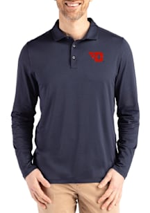 Cutter and Buck Dayton Flyers Mens Navy Blue Coastline Long Sleeve Polo Shirt