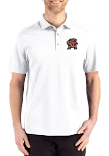 Cutter and Buck Maryland Terrapins Mens White Advantage Refresh Short Sleeve Polo