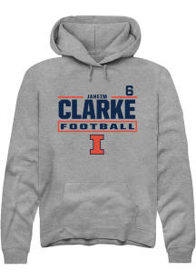 Jaheim Clarke Rally Mens Graphite Illinois Fighting Illini NIL Stacked Box Player Hood