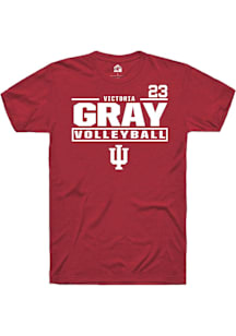Victoria Gray Indiana Hoosiers Crimson NIL Stacked Box Short Sleeve Player T Shirt