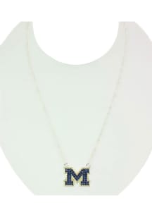 Bling Michigan Wolverines Womens Necklace - Blue