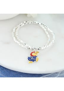 Kansas Jayhawks Crystal Logo Stretch Womens Bracelet