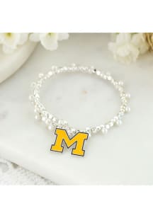 Michigan Wolverines Pearl Enamel Logo Womens Bracelet