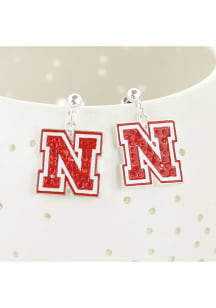 Nebraska Cornhuskers Crystal Logo Womens Earrings