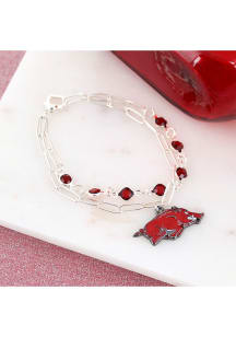 Arkansas Razorbacks Paperclip Chain and Enamel Logo Womens Bracelet