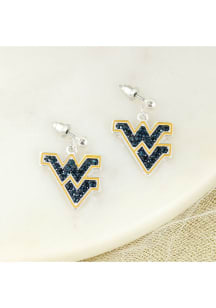 West Virginia Mountaineers Crystal Logo Womens Earrings