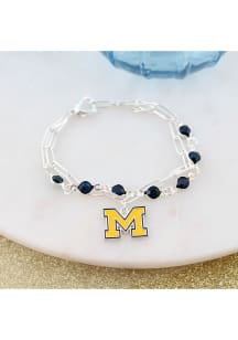 Paperclip Chain and Enamel Logo Michigan Wolverines Womens Bracelet - Yellow