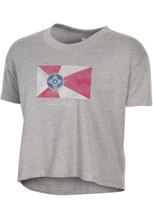 Alternative Apparel Wichita Women's Smoke Grey Flag Cropped Short Sleeve T-Shirt