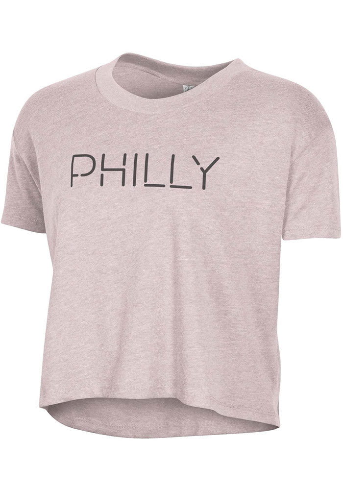 Alternative Apparel Philadelphia W Vintage Faded Pink Disconnected Cropped Short Sleeve T-Shirt