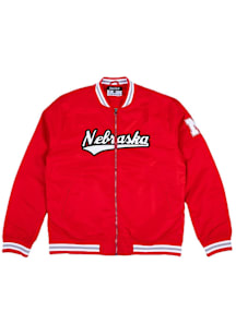 Charlie Hustle Nebraska Cornhuskers Mens Red Script Varsity Light Weight Jacket