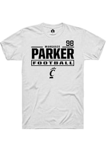 Marquaze Parker Cincinnati Bearcats White Football NIL Stacked Box Short Sleeve Player T Shirt