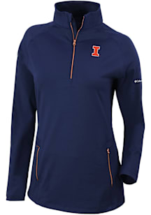Columbia Illinois Fighting Illini Womens Navy Blue Heat Seal Omni Wick Outward Nine Qtr Zip