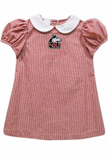 Vive La Fete Northern Illinois Huskies Toddler Girls Red Gingham Collar Short Sleeve Dress