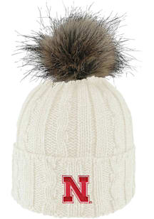 LogoFit Nebraska Cornhuskers Ivory Alps W Pom Knit Womens Knit Hat
