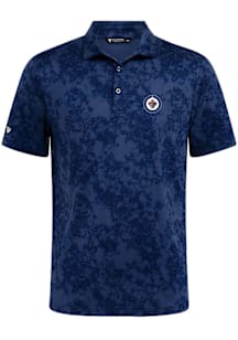 Levelwear Winnipeg Jets Mens Navy Blue Whisper Embroidered 3D Patch Short Sleeve Polo