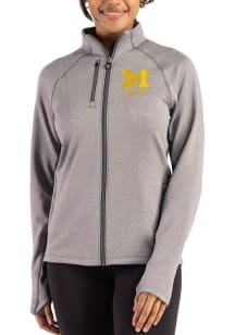 Womens Michigan Wolverines Graphite Cutter and Buck Alumni Peshastin Long Sleeve Full Zip Jacket