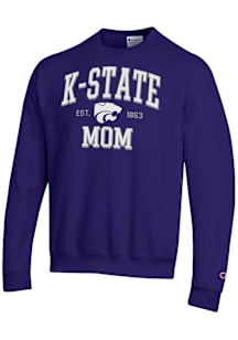 Champion K-State Wildcats Mens Purple EST Date Mom Powerblend Long Sleeve Crew Sweatshirt