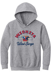 Summit Sportswear Wichita Wind Surge Youth Grey Vintage Arch Script Long Sleeve Hoodie