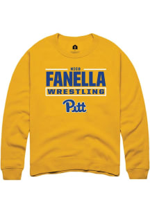Nico Fanella Rally Mens Gold Pitt Panthers NIL Stacked Box Player Crew