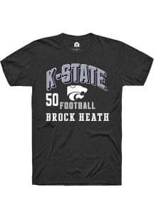 Brock Heath Rally Mens Black K-State Wildcats NIL Arch Logo Player T Shirt