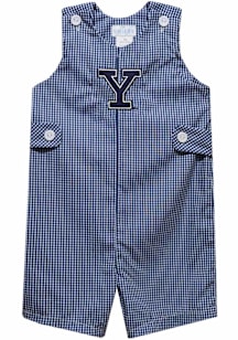 Vive La Fete Yale Bulldogs Baby Blue Gingham Overalls