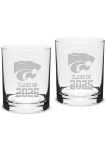 White K-State Wildcats Campus Crystal Class of 2025 Set of 2 Rock Glass