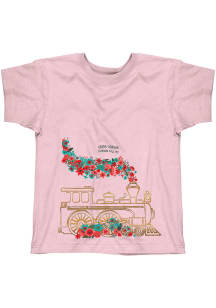 Union Station Girls Flower Smoke Train Pink Short Sleeve Tee