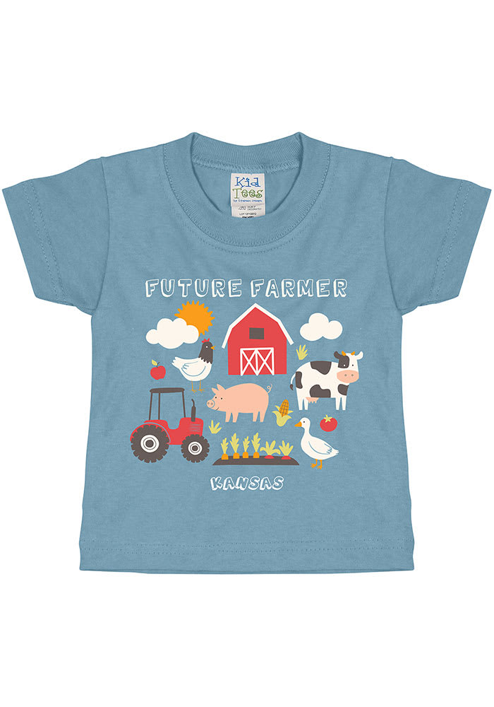 Kansas Infant Future Farmer Short Sleeve T-Shirt Light Blue