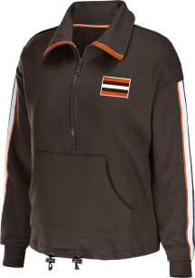 WEAR by Erin Andrews Cleveland Browns Womens Brown Bungee 1/4 Zip Pullover