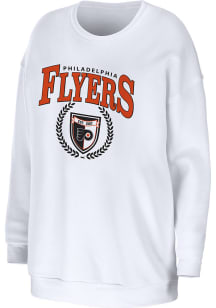 WEAR by Erin Andrews Philadelphia Flyers Womens White Oversized Crew Sweatshirt