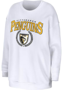 WEAR by Erin Andrews Pittsburgh Penguins Womens White Oversized Crew Sweatshirt
