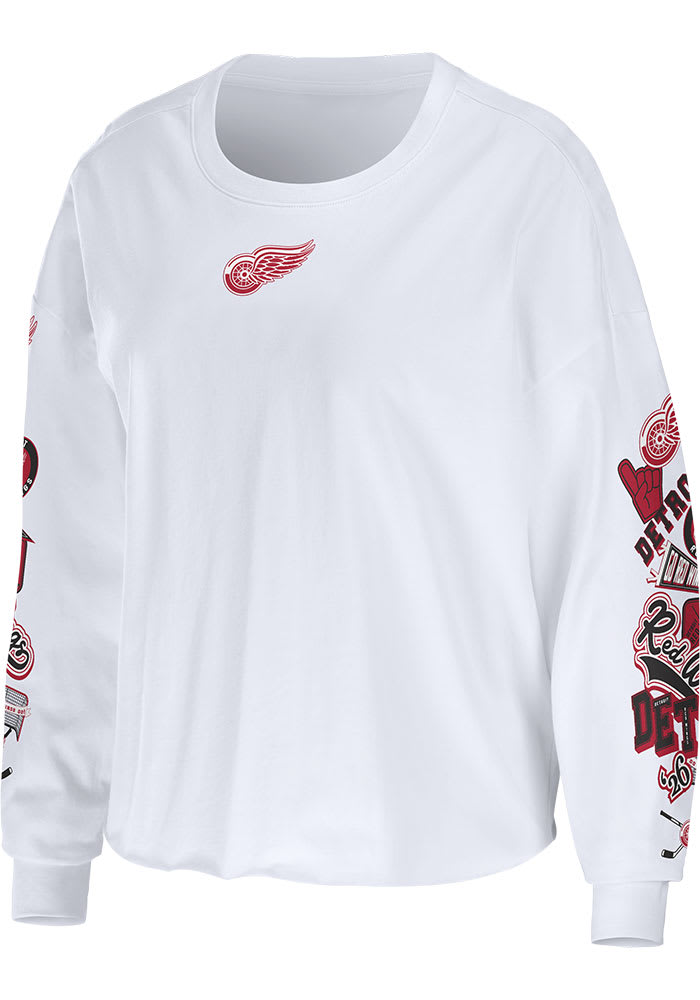 Detroit Red Wings Womens White Celebration LS Tee