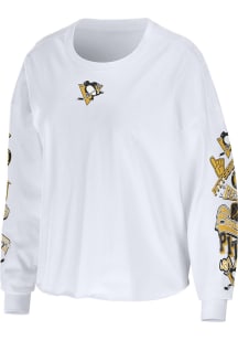 WEAR by Erin Andrews Pittsburgh Penguins Womens White Celebration LS Tee