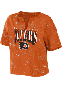WEAR by Erin Andrews Philadelphia Flyers Womens Orange Bleach Short Sleeve T-Shirt