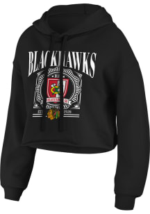 WEAR by Erin Andrews Chicago Blackhawks Womens Black Cropped Hooded Sweatshirt
