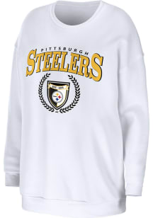 WEAR by Erin Andrews Pittsburgh Steelers Womens White Oversized Crew Sweatshirt
