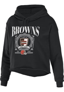 WEAR by Erin Andrews Cleveland Browns Womens Black Cropped Hooded Sweatshirt