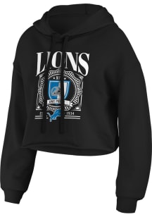 WEAR by Erin Andrews Detroit Lions Womens Black Cropped Hooded Sweatshirt